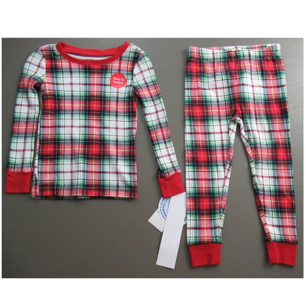 NWT Holiday Lane Toddler Boys Girls 2-Piece Pajama Set, Winterton Plaid, 2T